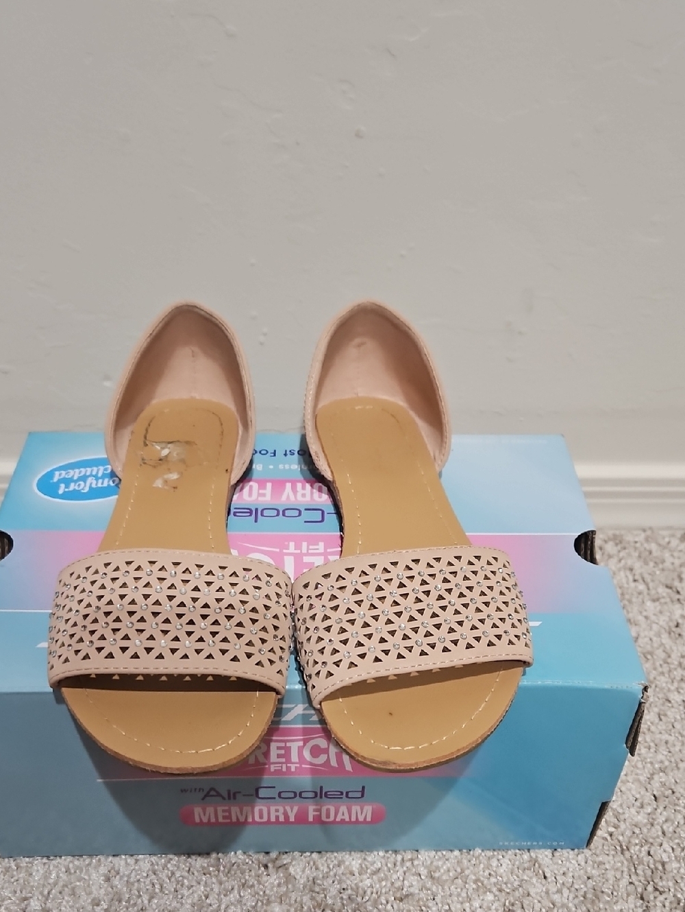 Nicole Beige Laser-Cut D'Orsay Sandals